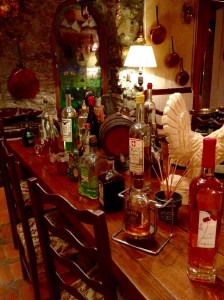 Table of bottles of genepi, saint martin vesubie